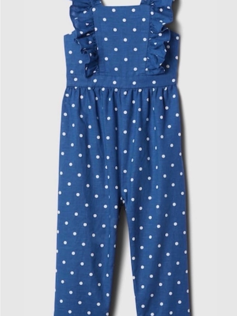 Girls' Blue Polka Dot Ruffle-Strap Gap Jumpsuit